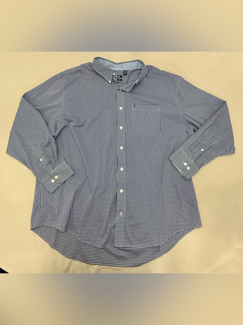 Izod Men's Blue and White Gingham Button-Down Shirt